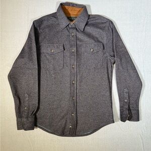 Jachs New York Men's Herringbone Long Sleeve Shirt Jacket Small Blue Brown